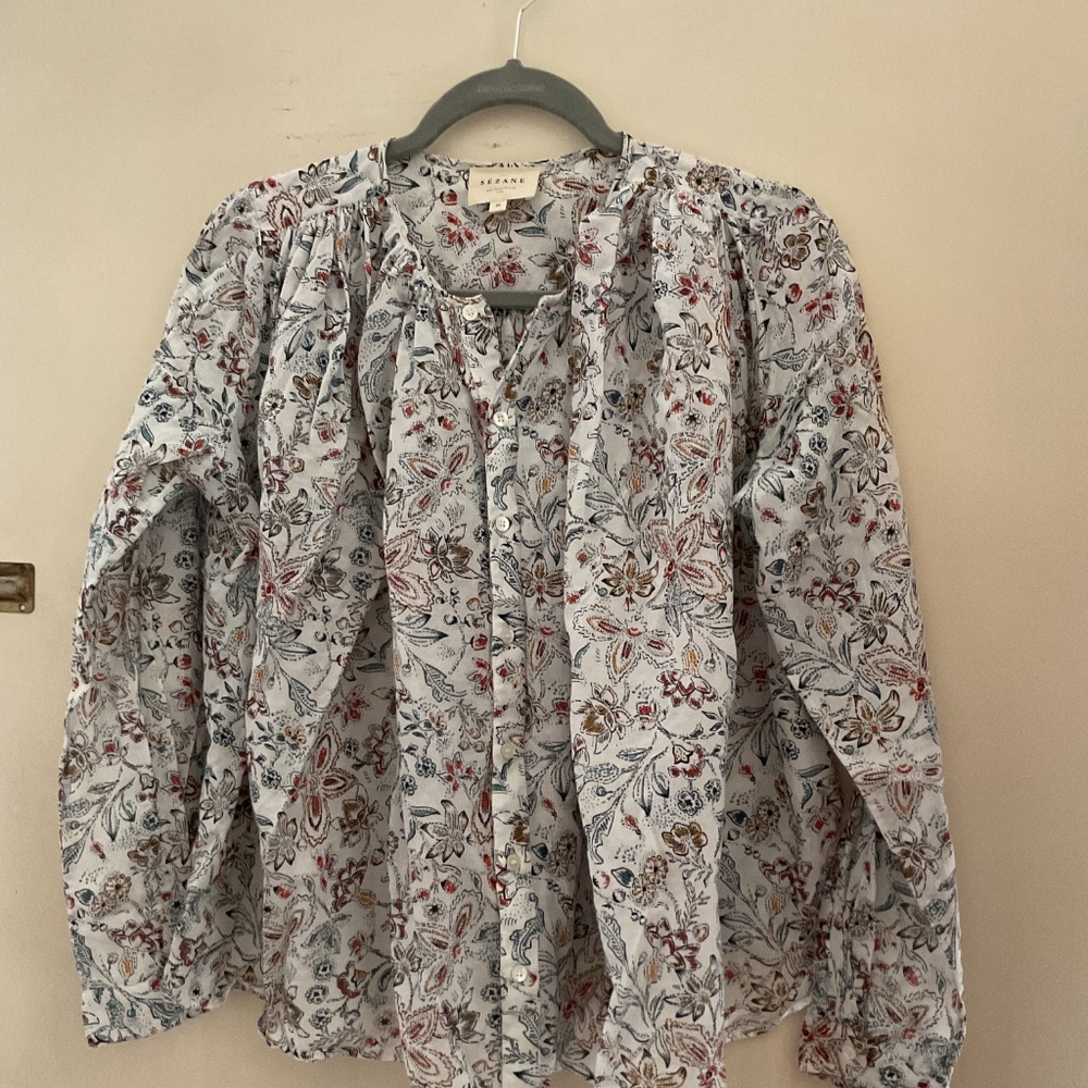 Sezane Flowy cotton blouse size EU36  very good condition - Picture 2 of 11